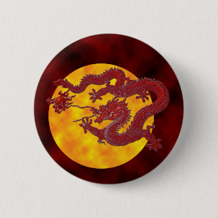 Badge Rond 5 Cm Dragon rouge de cire