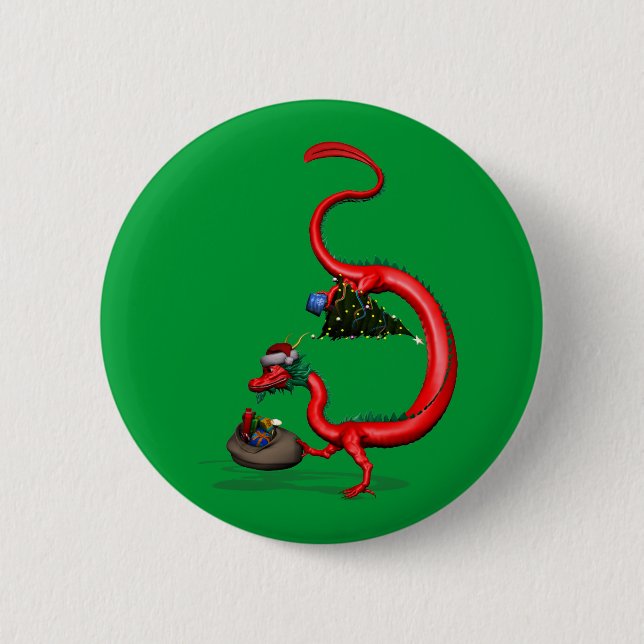 Badge Rond 5 Cm Dragon rouge-est (Devant)