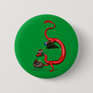 Badge Rond 5 Cm Dragon rouge-est