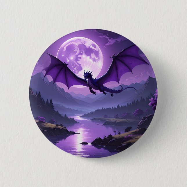 Badge Rond 5 Cm Dragon’s Night – Purple Fantasy Desk Mat 🌙🐉 (Devant)