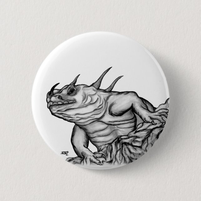 Badge Rond 5 Cm Dragon sur le rocher (Devant)