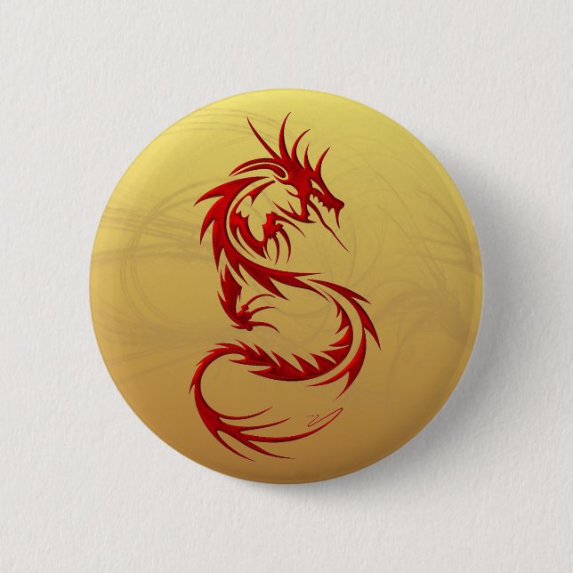 Badge Rond 5 Cm Dragon tribal (Devant)