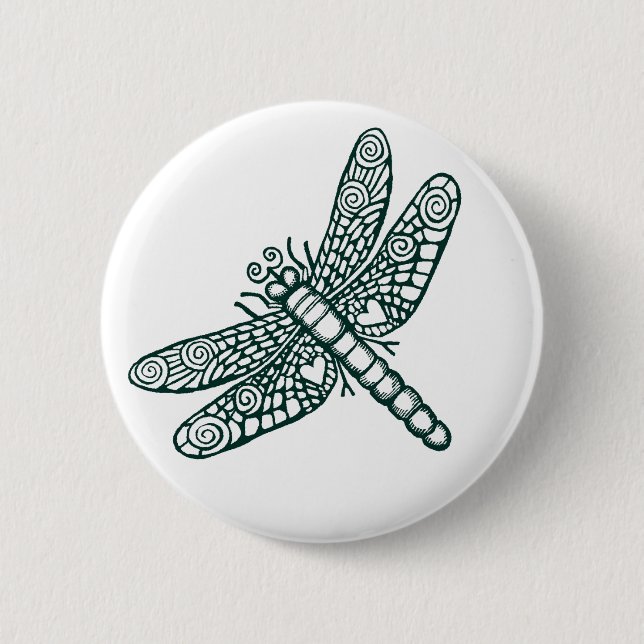 Badge Rond 5 Cm Dragonfly - B&W (Devant)