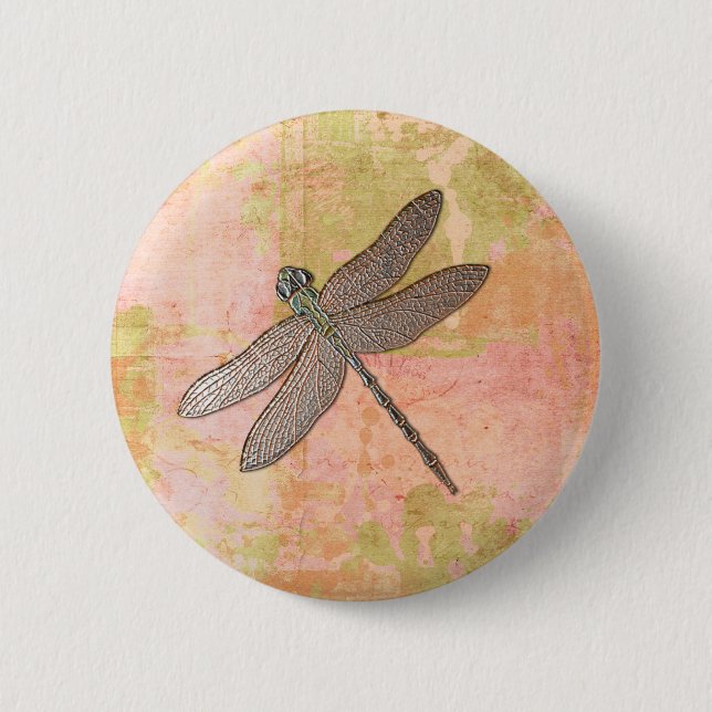Badge Rond 5 Cm Dragonfly d'impressions roses (Devant)