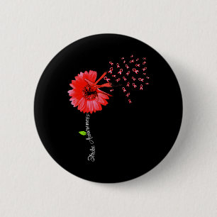 Badge Rond 5 Cm Dragonfly Red Cerveau Aneurym Sensibilisation Str
