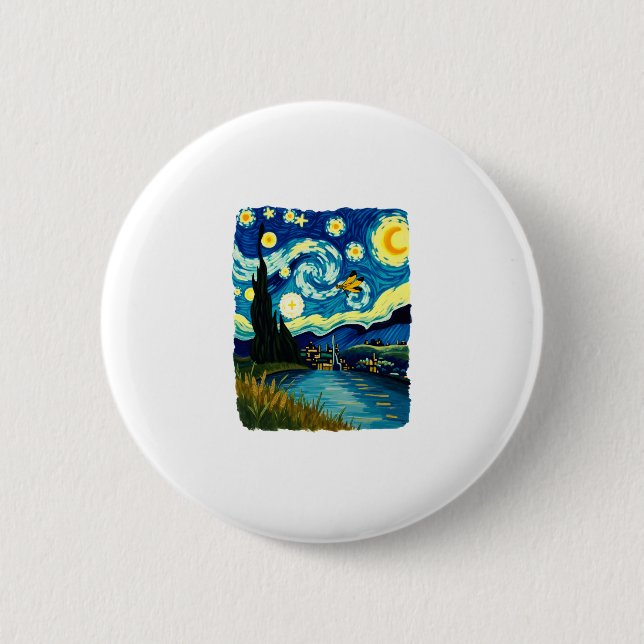 Badge Rond 5 Cm Dragonfly Starry Night (3) (Devant)