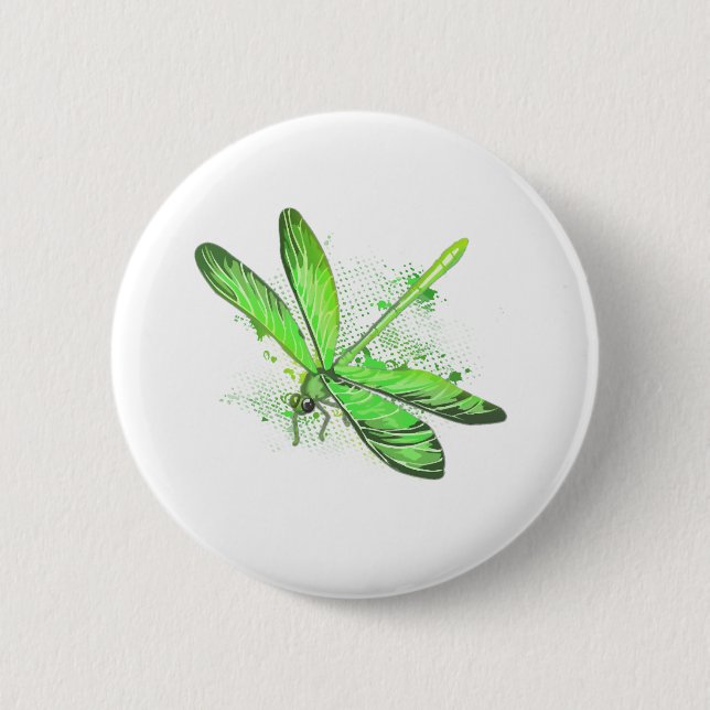 Badge Rond 5 Cm Dragonfly vert (Devant)