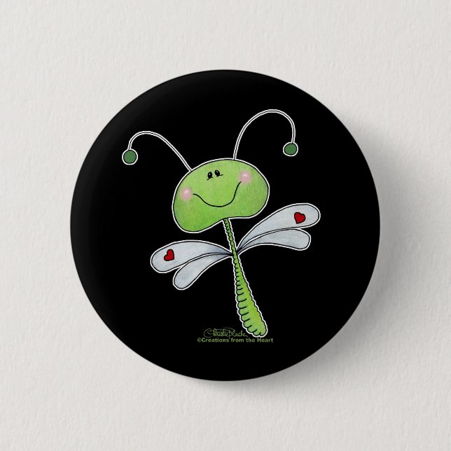 Badge Rond 5 Cm Dragonfly with Hearts (Devant)