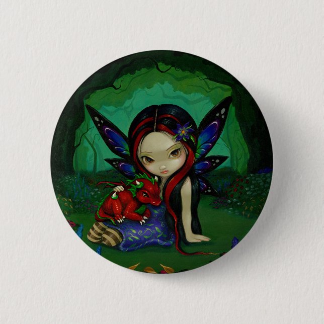 Badge Rond 5 Cm "Dragonling bouton de jardin I" (Devant)