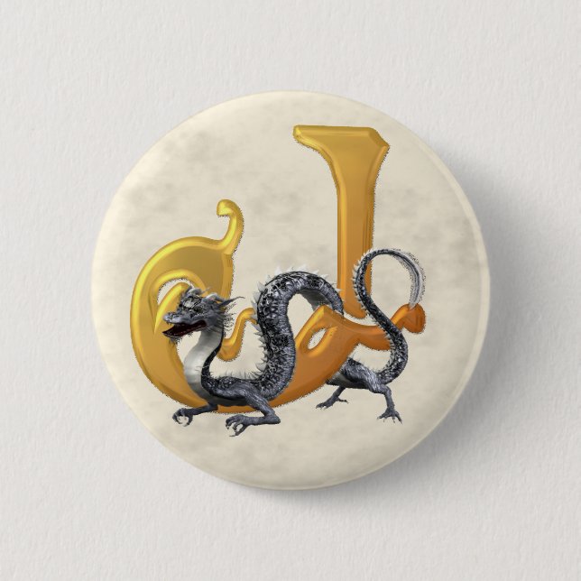 Badge Rond 5 Cm Dragonlore J initial (Devant)