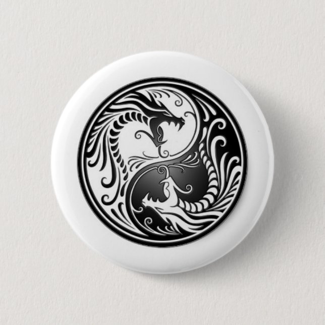 Badge Rond 5 Cm dragons de yin yang (Devant)