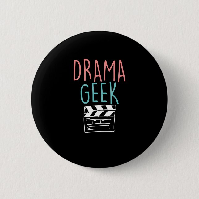 Badge Rond 5 Cm Drama Geek Clapperboard Actor Actress Acting Gift (Devant)