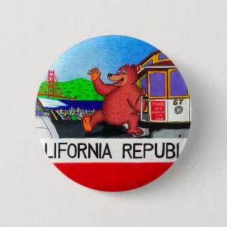 Badge Rond 5 Cm Drapeau 2 d'ours de San Francisco la Californie