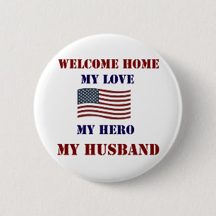 Badge Rond 5 Cm Drapeau à la maison bienvenu