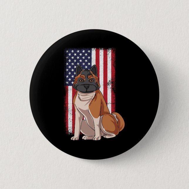 Badge Rond 5 Cm Drapeau Akita USA (Devant)