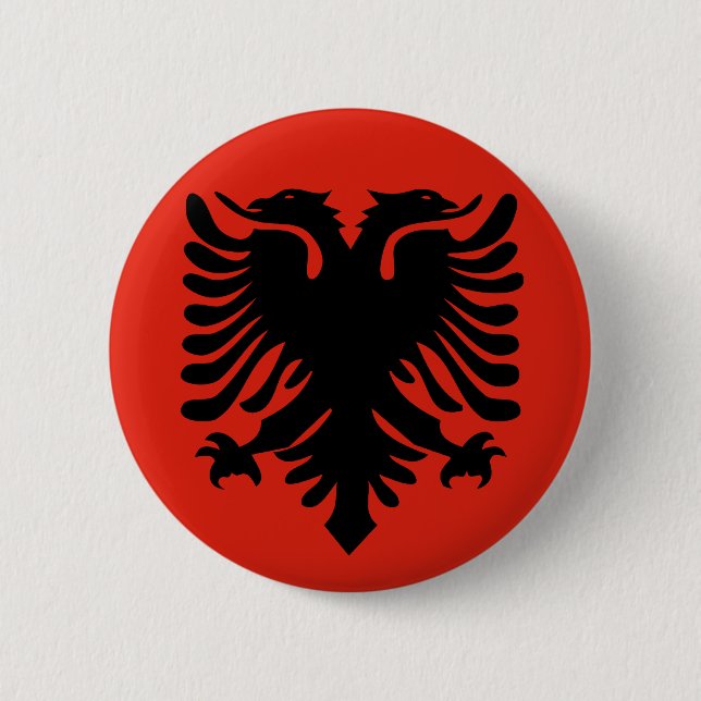 Badge Rond 5 Cm Drapeau albanais (Devant)
