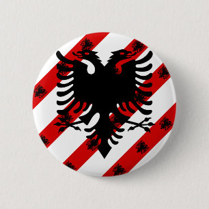 Badge Rond 5 Cm Drapeau albanais de rayures