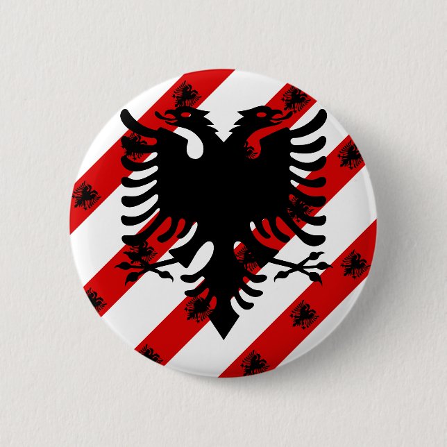 Badge Rond 5 Cm Drapeau albanais de rayures (Devant)