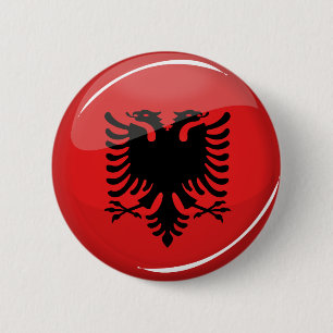 Badge Rond 5 Cm Drapeau albanais rond brillant