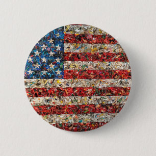 Badge Rond 5 Cm drapeau américain