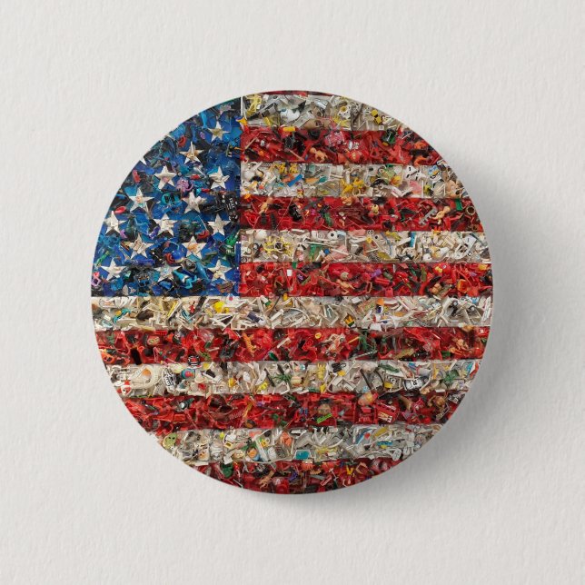 Badge Rond 5 Cm drapeau américain (Devant)