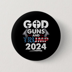 Badge Rond 5 Cm Drapeau Américain 2024 De God Guns Et Trump
