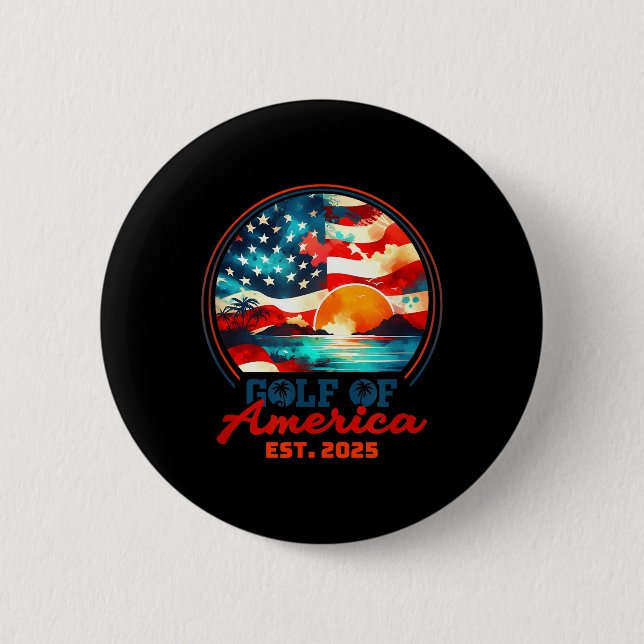 Badge Rond 5 Cm Drapeau Américain 2025 Golfe Du Mexique (Devant)