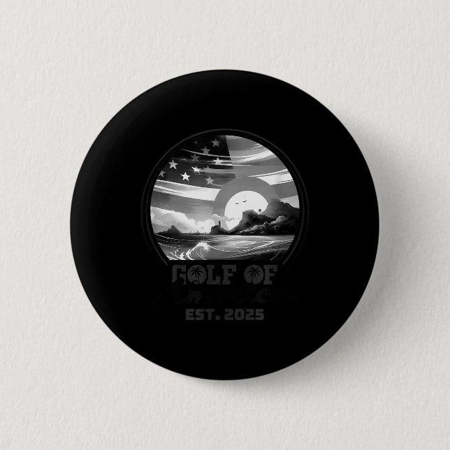 Badge Rond 5 Cm Drapeau Américain 2025 Golfe Du Mexique (Devant)