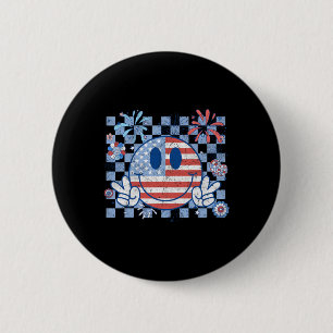 Badge Rond 5 Cm Drapeau américain 4 juillet Super souriant visage
