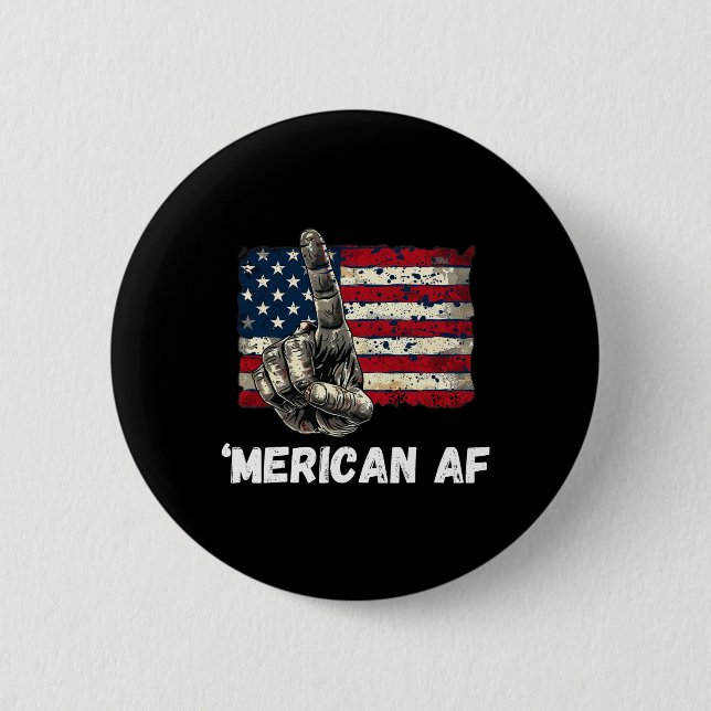 Badge Rond 5 Cm Drapeau américain Af 4 juillet Gif Patriotique (Devant)
