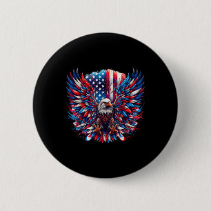 Badge Rond 5 Cm Drapeau Américain Aigle Chauve Aigle Patriotique 4