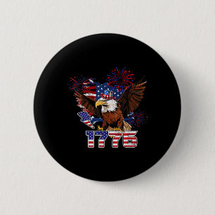 Badge Rond 5 Cm Drapeau américain Aigle Patriotique 4 juillet Usa