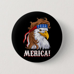 Badge Rond 5 Cm Drapeau américain Amérique Aigle Mullet Chemise Ho