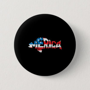 Badge Rond 5 Cm Drapeau Américain Amoureux de Pêche Pêcheur Drôle