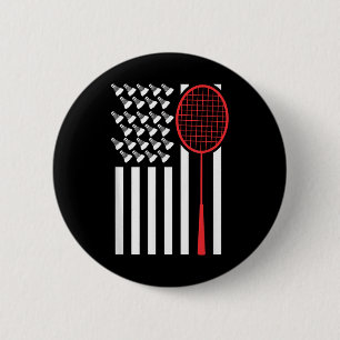 Badge Rond 5 Cm Drapeau Américain Avec Navettes T Shirt Badminton