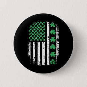 Badge Rond 5 Cm Drapeau Américain Avec Shamrocks Pour St patrick D