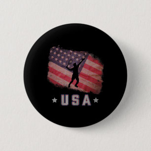 Badge Rond 5 Cm Drapeau Américain Badminton Team Stars And Stripes