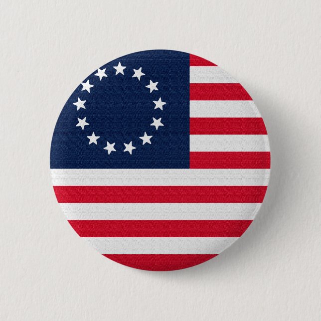 Badge Rond 5 Cm Drapeau américain Betsy Ross 13 étoiles (Devant)