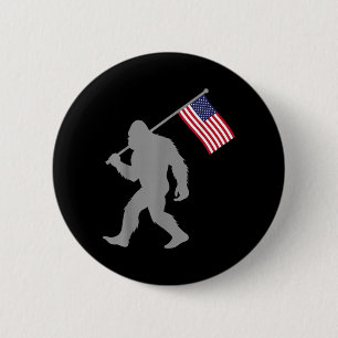 Badge Rond 5 Cm Drapeau Américain Bigfoot Rouge Blanc Bleu Patriot