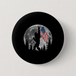 Badge Rond 5 Cm Drapeau Américain Bigfoot Sasquatch Patriotique 4è