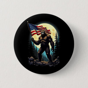 Badge Rond 5 Cm Drapeau Américain Bigfoot Sasquatch Randonnée Camp