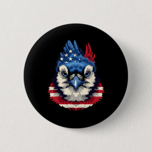 Badge Rond 5 Cm Drapeau Américain Blue Jay Patriotic Bird Visage 4