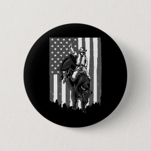 Badge Rond 5 Cm Drapeau américain Bull Riding Cowboy 4 juillet Pat