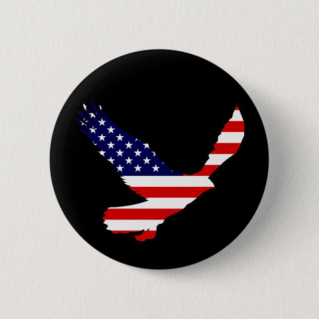 Badge Rond 5 Cm Drapeau américain chauve d'Eagle (Devant)