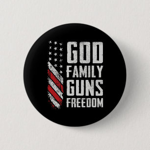 Badge Rond 5 Cm Drapeau américain chrétien pro-arme Dieu Famille L