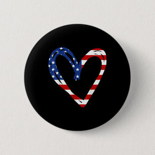 Badge Rond 5 Cm Drapeau américain Coeur Forces armées patriotiques