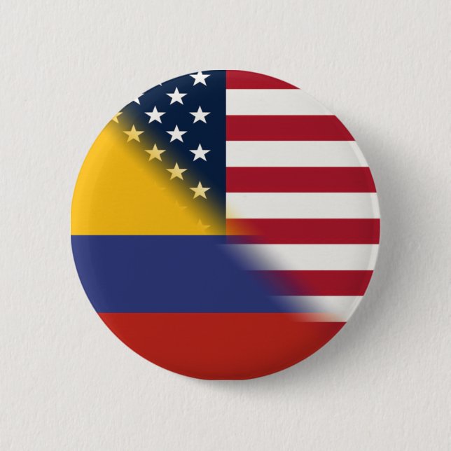 Badge Rond 5 Cm Drapeau américain colombien | Half Colombia USA (Devant)