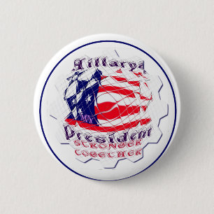 Badge Rond 5 Cm Drapeau américain coloré Couleurs Hillary pour le