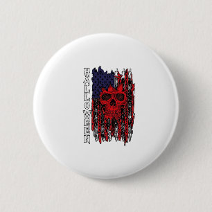 Badge Rond 5 Cm Drapeau américain crâne rouge Halloween Toiles d'a