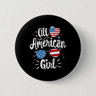 Badge Rond 5 Cm Drapeau américain de filles 4 juillet